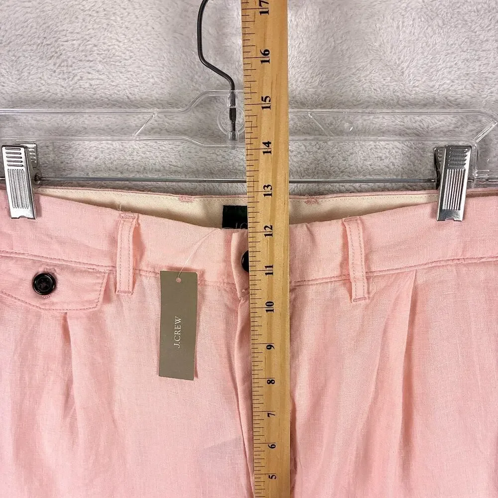 J.Crew Oarsman Shorts Mens 35 (36) Pink Linen Pleated Preppy Beach Hamptons